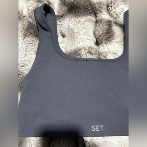 SET Active Seamless Rib Crop Tank - Charcoal